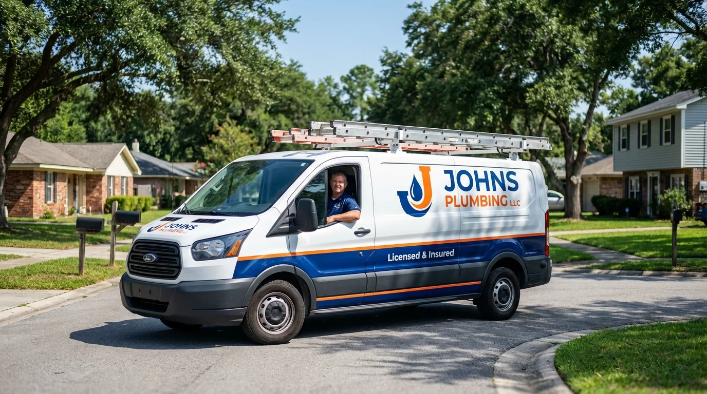 Johns Plumbing LLC service van in Woodbine, IA