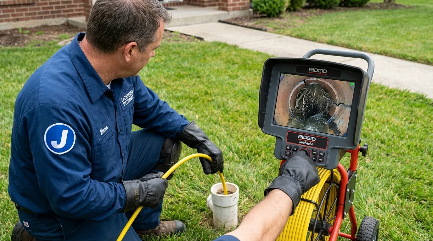 Sewer camera inspection being performed by Johns Plumbing LLC in Woodbine